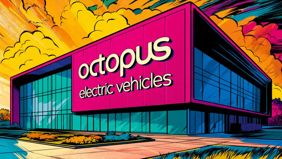 Illustration of a modern building bearing the Octopus name